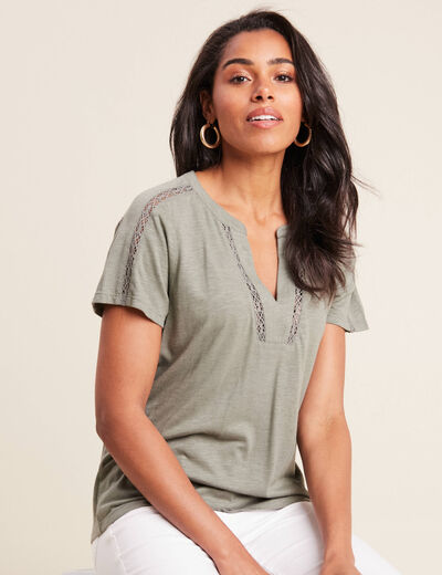 T-shirt manches courtes vert clair femme