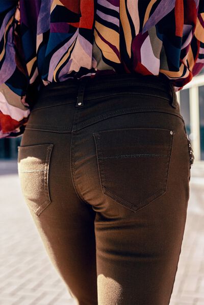 Pantalon ajusté 7/8ème vert olive femme