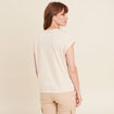 T-shirt manches courtes perles sable femme