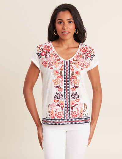 T-shirt manches courtes ecru femme