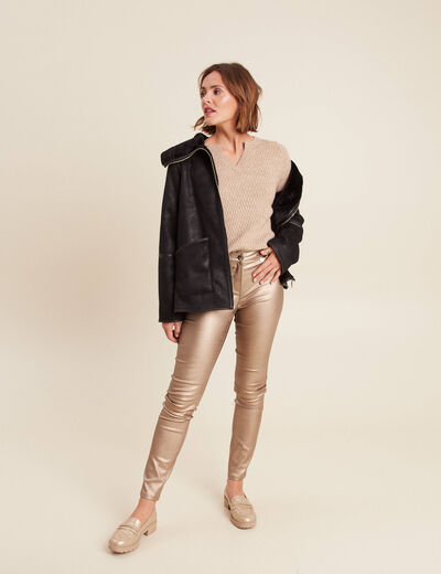 Pull manches longues beige femme