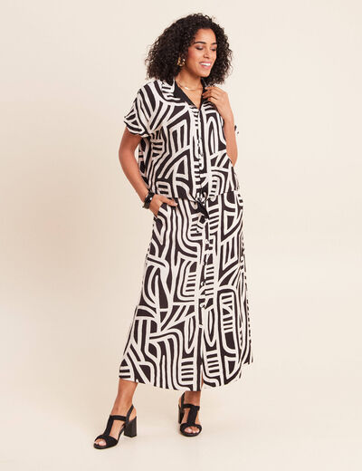 Jupe longue &eacute;vas&eacute;e r&eacute;versible noir femme
