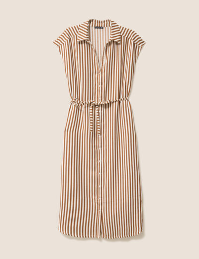 Robe droite fluide col chemise blanc femme