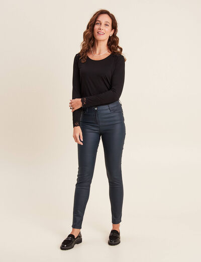 Pantalon magique ajusté bleu canard femme