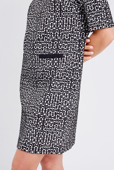 Robe droite manches courtes noir femme