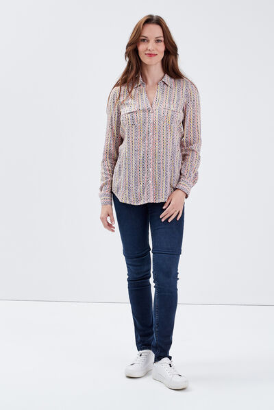 Chemise manches longues ecru femme