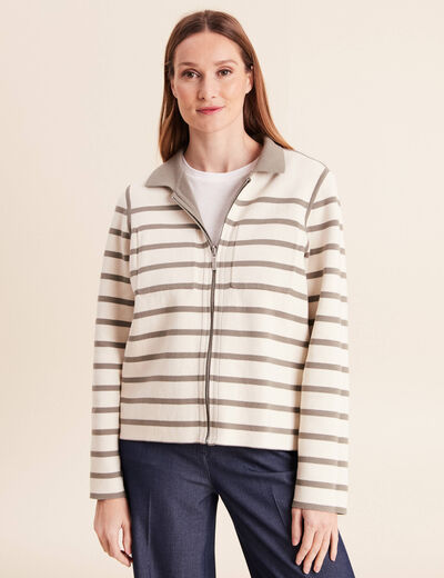 Gilet r&eacute;versible manches longues vert femme