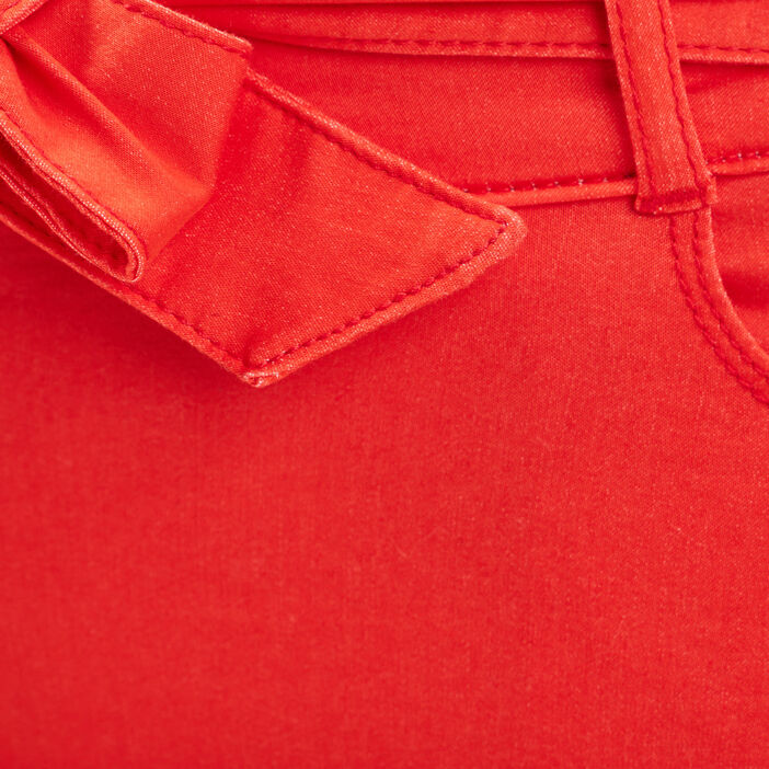 Pantalon ajusté ceinturé rouge femme