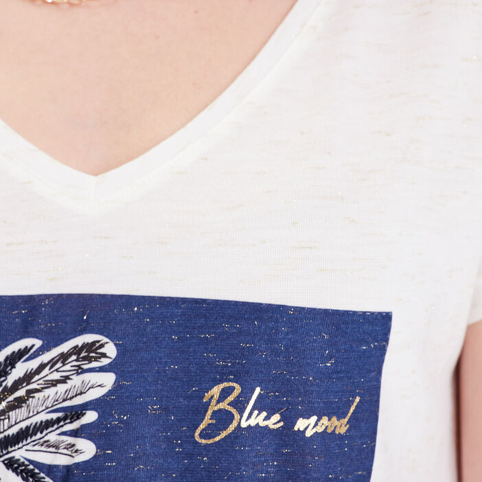 T-shirt manches courtes ecru femme