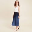 Jupe midi patineuse pliss&eacute;e bleu ciel femme