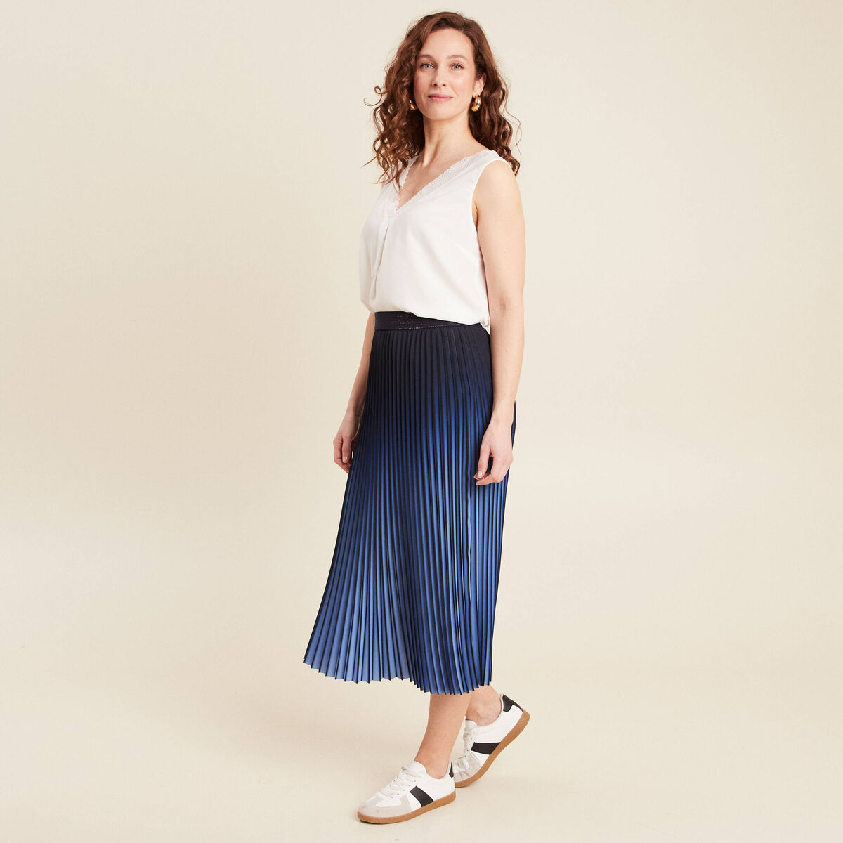 Polka Dot Plisse Midi Skater Skirt M&S ES