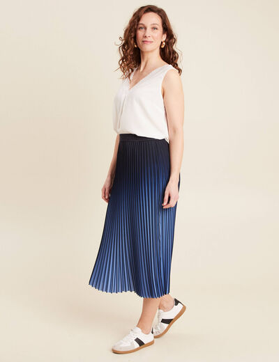 Jupe midi patineuse plissée bleu ciel femme
