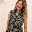 Chemise sans manches col chemise noir femme