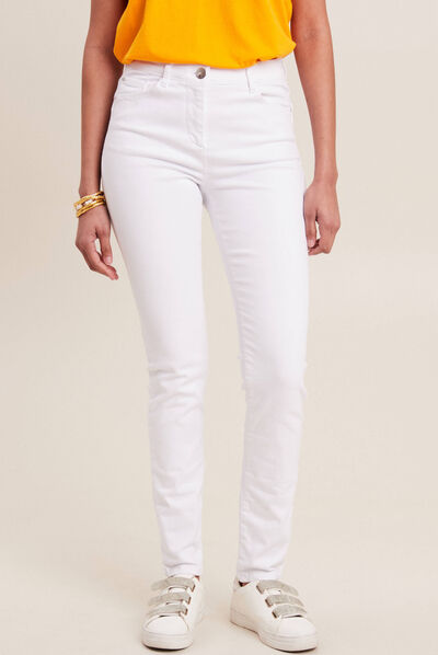 Jean magique ajusté taille standard blanc femme