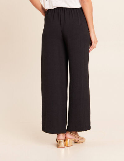 Pantalon large 7/8&egrave;me taille haute noir femme