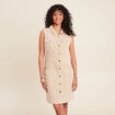 Robe droite en jean denim beige femme