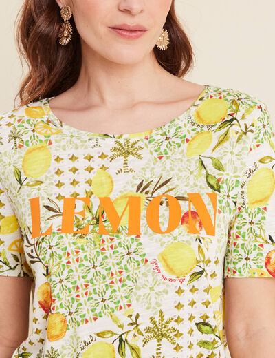 T-shirt manches courtes jaune citron femme