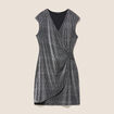 Robe ajust&eacute;e courte col v sans manches gris argent femme