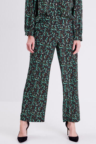 Pantalon flou vert pastel femme