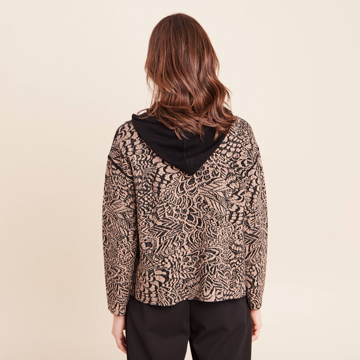 Sweat r&eacute;versible &agrave; capuche vert kaki femme