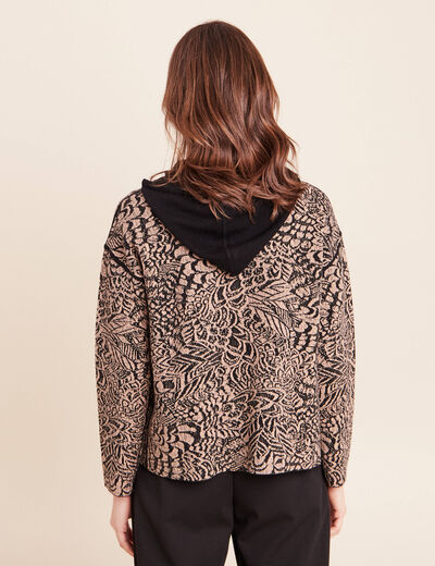 Sweat r&eacute;versible &agrave; capuche vert kaki femme