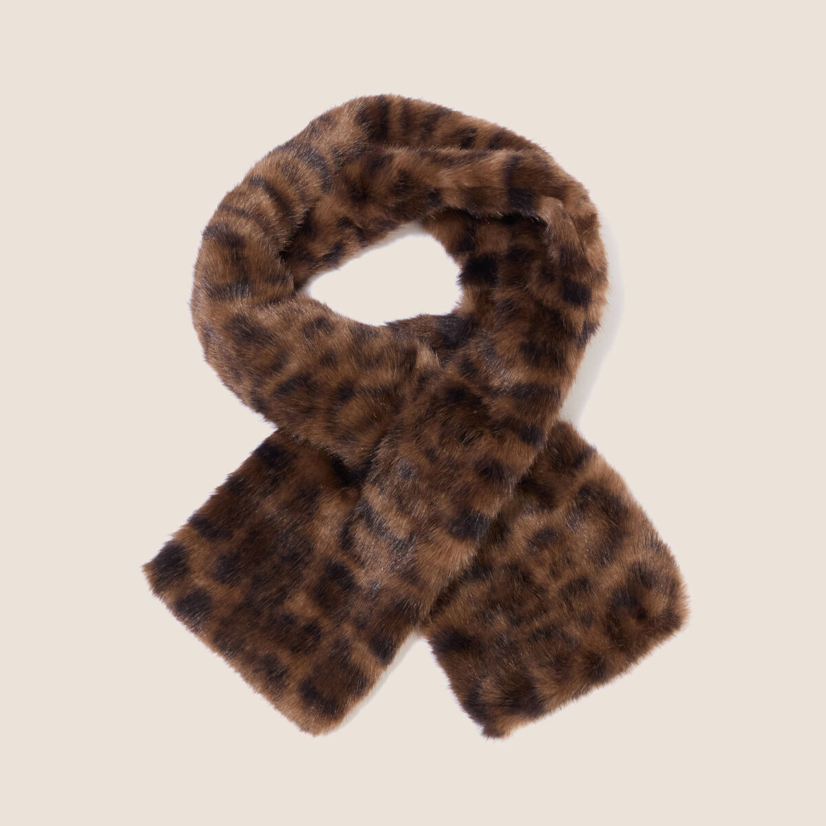 Cache-cou en fausse fourrure marron femme