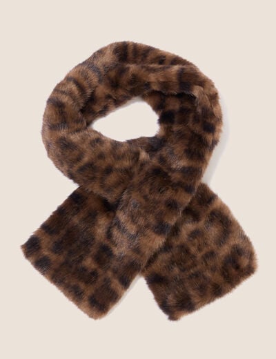 Cache-cou en fausse fourrure marron femme