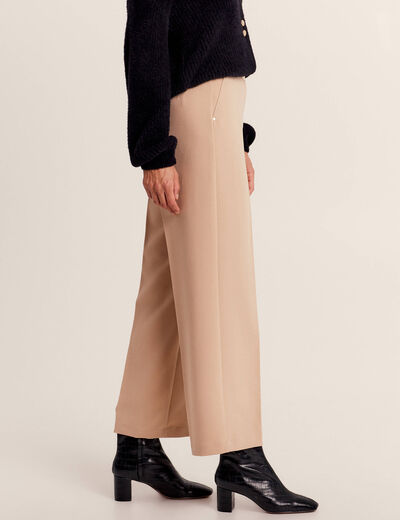 Pantalon large fluide à pinces sable femme