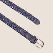 Ceinture tressée irisée bleu marine femme
