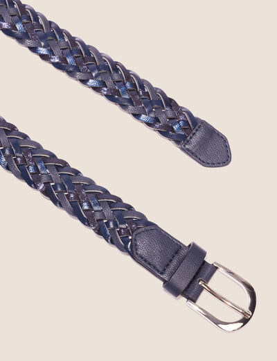 Ceinture tressée irisée bleu marine femme