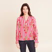 Blouse ample col v manches longues rose femme