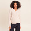 Pull col v beige femme