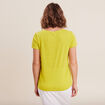 T-shirt manches courtes col en V vert anis femme