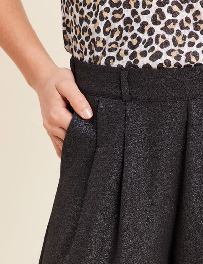 Pantalon large taille haute noir femme