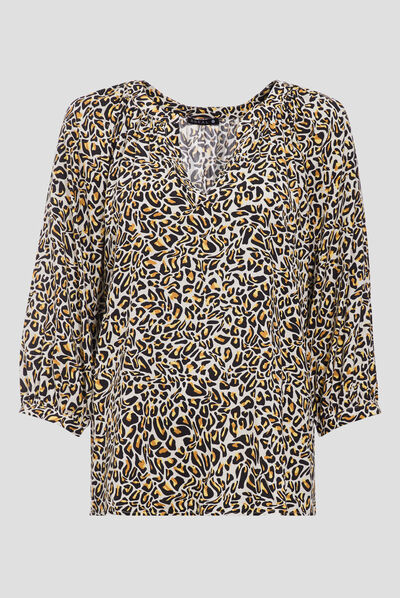 Blouse manches 3/4 beige femme