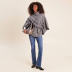 Poncho ceintur&eacute; gris clair femme
