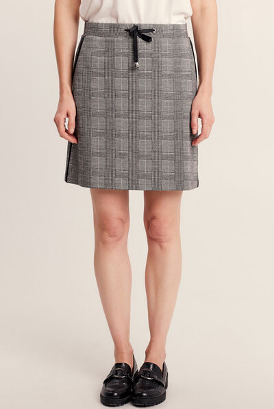 Jupe trapèze taille à coulisse gris femme