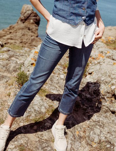 Jean droit 7/8ème denim stone femme