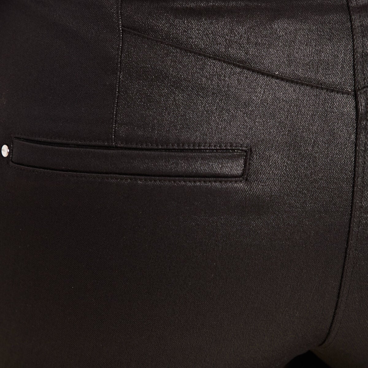 Pantalon bootcut enduit taille haute noir femme