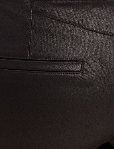 Pantalon bootcut enduit taille haute noir femme