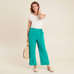 Pantalon flou avec pan vert émeraude femme