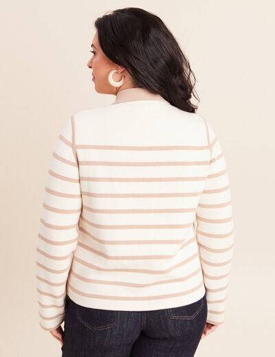 Gilet r&eacute;versible manches longues beige femme