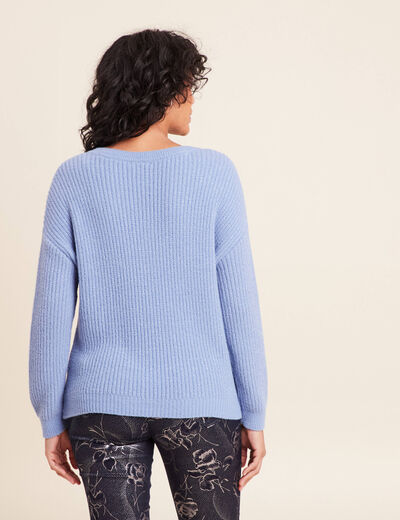 Pull manches longues bleu ciel femme
