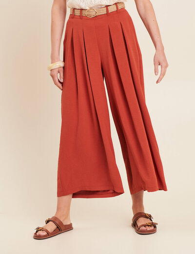 Pantalon jupe-culotte large vieux rose femme