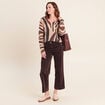 Pull manches longues marron femme