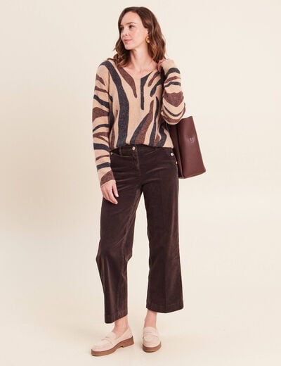 Pull manches longues marron femme
