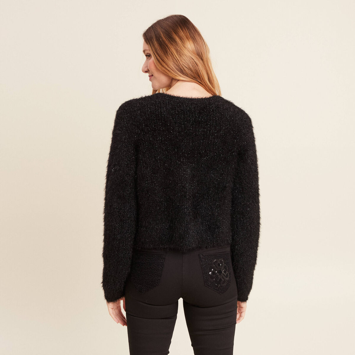 Gilet manches longues noir femme