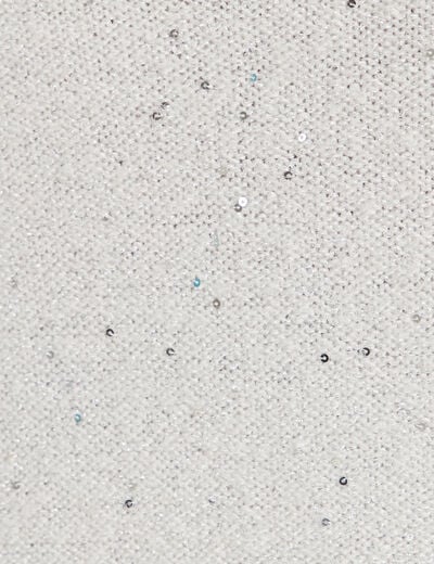 Pull col v manches longues &agrave; sequins gris clair femme