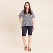 Blouse ample manches courtes fluide bleu femme