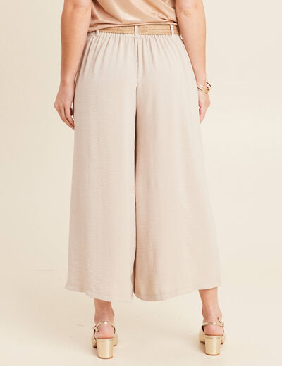 Pantalon jupe-culotte large gris clair femme